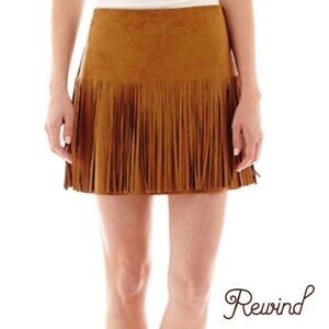 Rewind Women's Tassels Fringed Faux‎ Suede Skirt